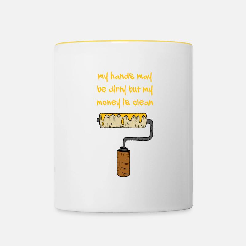 Maler Handwerker Beruf Spruch Geschenk - Tasse zweifarbig - Weiß/Gelb