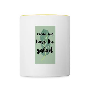 Denglisch Witziger Spruch Geschenk - Tasse zweifarbig - Weiß/Gelb - Vorne