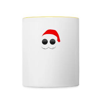 Cool Santa Claus Lunettes de soleil Santa Beanie - Mug contrasté - blanc/jaune - Devant