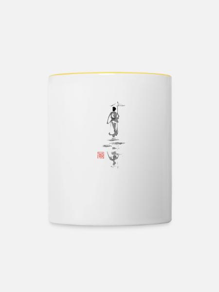 Geisha Reflexion - Tasse zweifarbig - Weiß/Gelb
