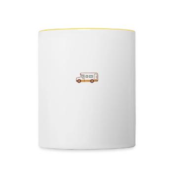 motorhome funny camping humor camper - Contrasting Mug - white/yellow - Front