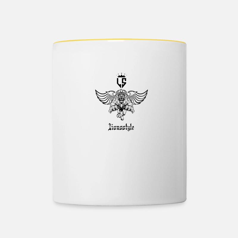 Löwe Sturm - Tasse zweifarbig - Weiß/Gelb