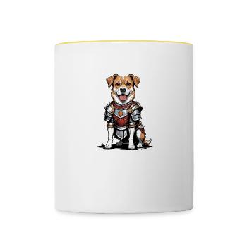 Dog Ritter Krieger Hund Geschenk Warrior Knight - Tasse zweifarbig - Weiß/Gelb - Vorne