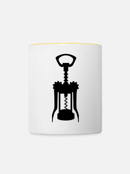 Korkenzieher - Tasse zweifarbig - Weiß/Gelb