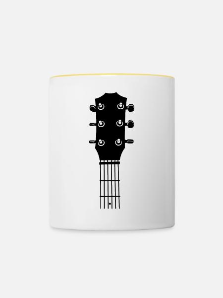 Gitarre Kopfplatte - Tasse zweifarbig - Weiß/Gelb