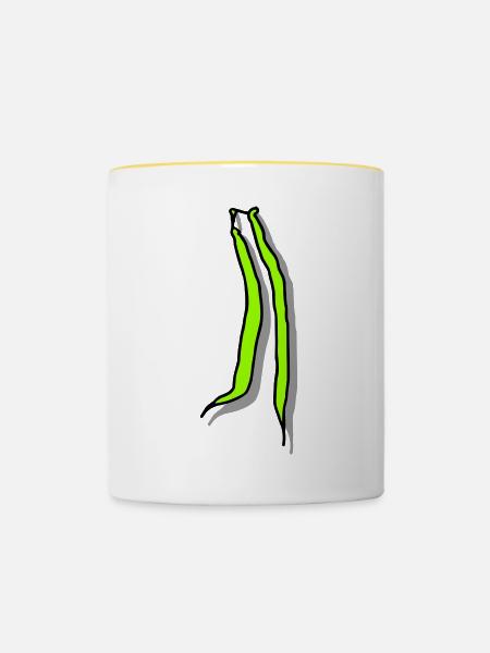 Stangenbohnen mit Schatten - Tasse zweifarbig - Weiß/Gelb