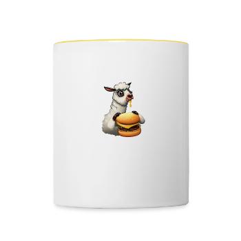 Lama Cheeseburger - Mug contrasté - blanc/jaune - Devant