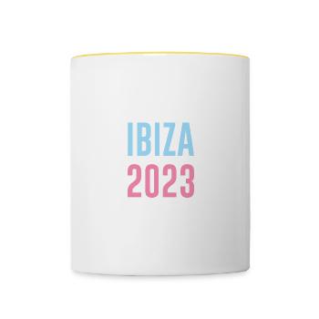 Ibiza 2023 - Tasse zweifarbig - Weiß/Gelb - Vorne