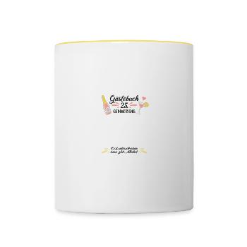 Gästebuch 25 Geburtstag - Tasse zweifarbig - Weiß/Gelb - Vorne