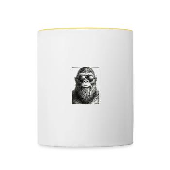 Bigfoot Mugshot Portrait - Contrasting Mug - white/yellow - Front