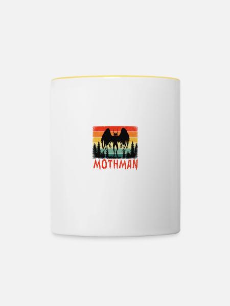 Mothman - Tasse zweifarbig - Weiß/Gelb