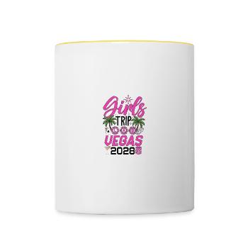 Girls Trip Las Vegas 2028 - Tasse zweifarbig - Weiß/Gelb - Vorne