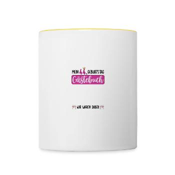 Frauen 44. Geburtstag Unterschreiben für Gäste - Tasse zweifarbig - Weiß/Gelb - Vorne