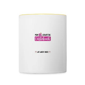 Frau 66 Geburtstag Unterschreiben Gästebuch - Tasse zweifarbig - Weiß/Gelb - Vorne