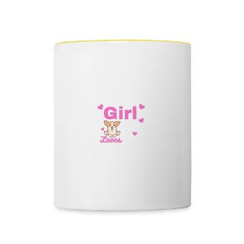 Just a Girl who Loves Dogs - Tasse zweifarbig - Weiß/Gelb - Vorne