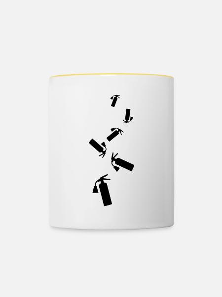 Feuerlöscher Symbol - Tasse zweifarbig - Weiß/Gelb