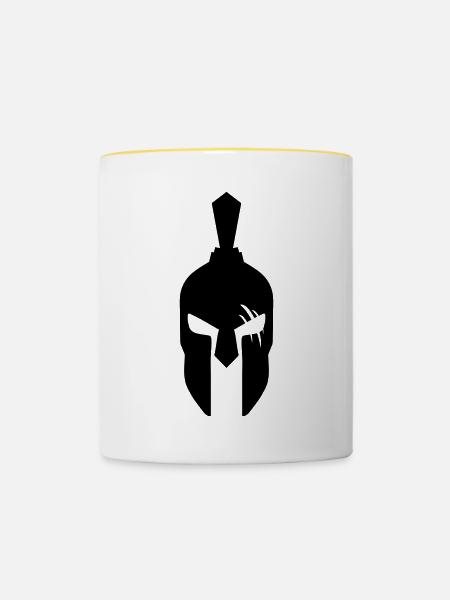 Spartaner Helm - Tasse zweifarbig - Weiß/Gelb