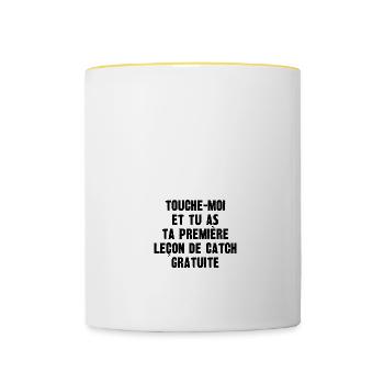 leçon de catch gratuite - Mug contrasté - blanc/jaune - Devant