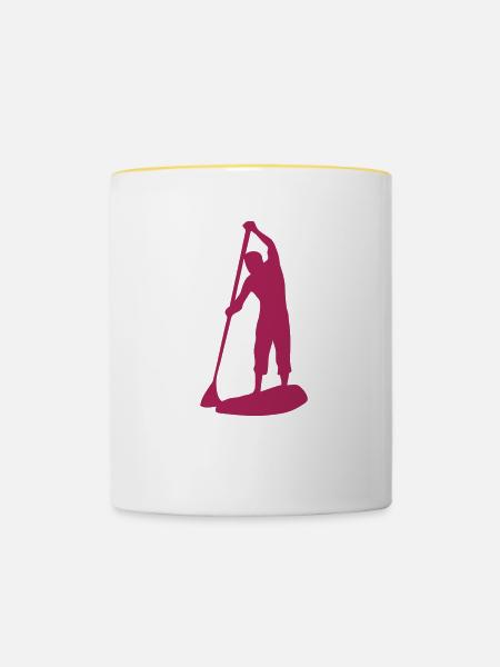 Paddle Board Silhouette - Tasse zweifarbig - Weiß/Gelb
