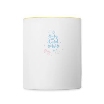 cold baby Spruch Winter Eis Schlittschuh Schnee - Tasse zweifarbig - Weiß/Gelb - Vorne
