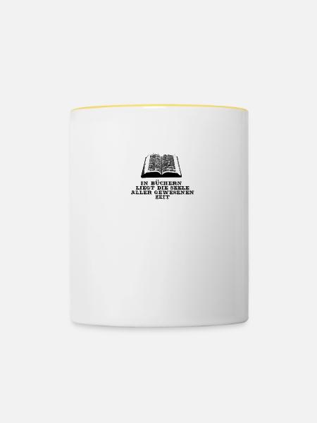 Buch Bücher Books Design - Tasse zweifarbig - Weiß/Gelb