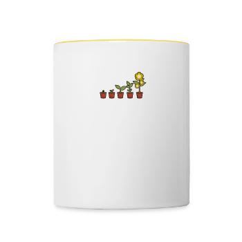 Evolution of a flowers blooming in the pot - Contrasting Mug - white/yellow - Front