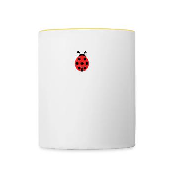 Love Marienkäfer Liebe Insekt Geschenk Süß Rot - Tasse zweifarbig - Weiß/Gelb - Vorne