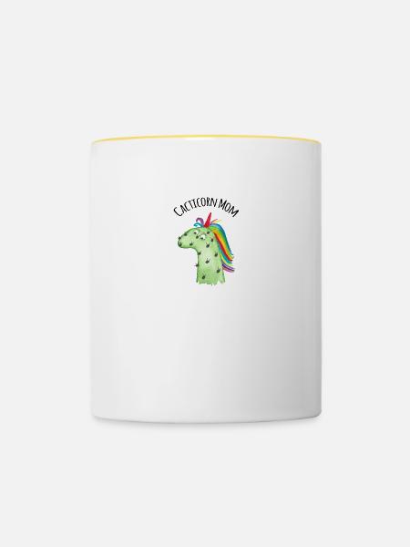 Cacticorn Mom - Tasse zweifarbig - Weiß/Gelb