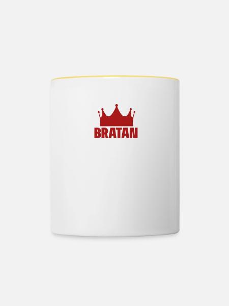 bratan mit krone - Tasse zweifarbig - Weiß/Gelb