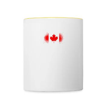 Drapeau Canada Grunge Cadeau Québec Canadien - Mug contrasté - blanc/jaune - Devant