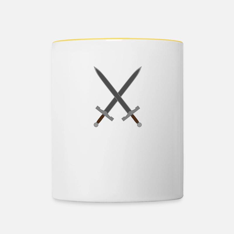 gekreuzte Schwerter - Tasse zweifarbig - Weiß/Gelb