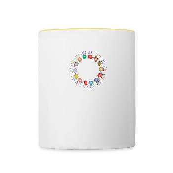 Gegen Rassismus, Nationalität Mensch - Tasse zweifarbig - Weiß/Gelb - Vorne