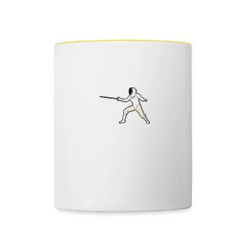 Funny fencing saying fencer fencing art gift - Contrasting Mug - white/yellow - Front