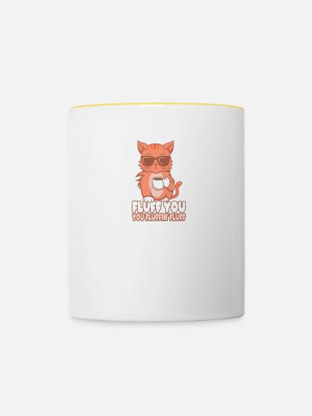 Katze, cat - Tasse zweifarbig - Weiß/Gelb