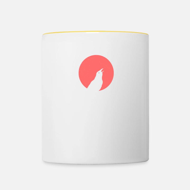 Krähe - Tasse zweifarbig - Weiß/Gelb