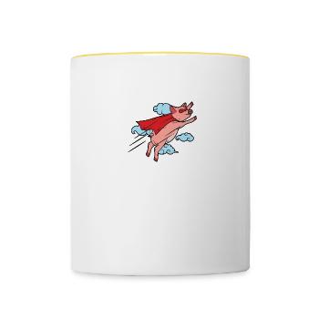 Super Flying Pig Super Flying Pig Hero - Contrasting Mug - white/yellow - Front