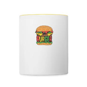 Burger - Mug contrasté - blanc/jaune - Devant