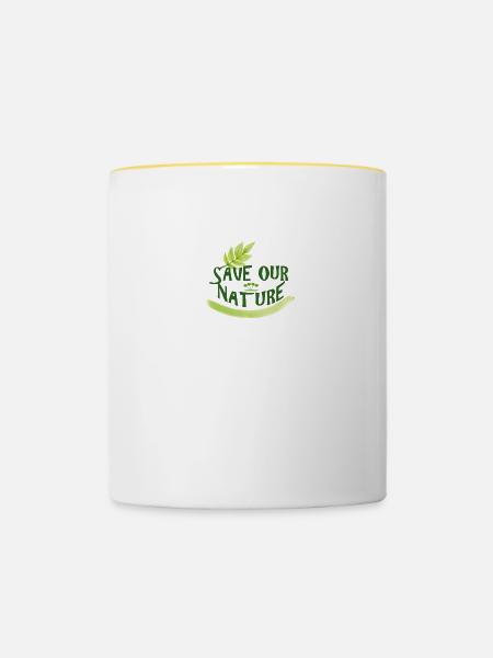 Naturschutz - Tasse zweifarbig - Weiß/Gelb
