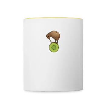 Kiwi bird identity crisis New Zealand gift - Contrasting Mug - white/yellow - Front