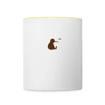 Kiwi Bird Tyrannosaurus Rex New Zealand Gift - Contrasting Mug - white/yellow - Front