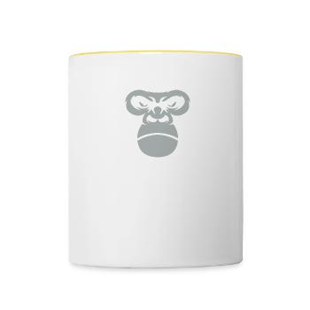 Gorilla Face Silverback Monkey Gift - Contrasting Mug - white/yellow - Front