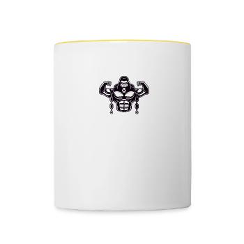 Work Hard be Strong Gorilla Silverback Gift - Contrasting Mug - white/yellow - Front