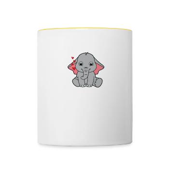kleiner süßer Elefant Baby - Tasse zweifarbig - Weiß/Gelb - Vorne