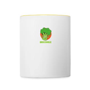 Broccoli Broccoholic Keto Fitness Vegetarian - Contrasting Mug - white/yellow - Front