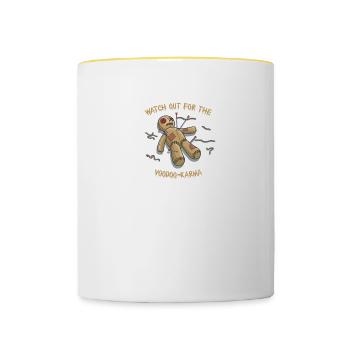Watch out for the Voodoo Karma Voodoo gift - Contrasting Mug - white/yellow - Front