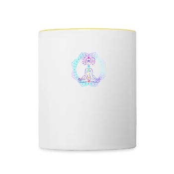 Reiki Meister Spirituell Chakra Heilung Geschenk - Tasse zweifarbig - Weiß/Gelb - Vorne