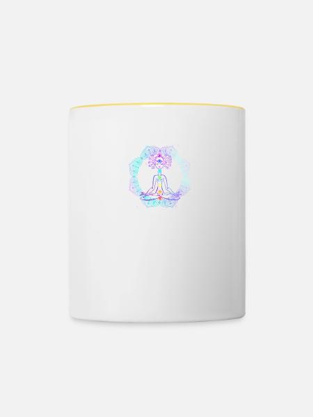 Reiki Master Spiritual Chakra healing gift - Contrasting Mug - white/yellow