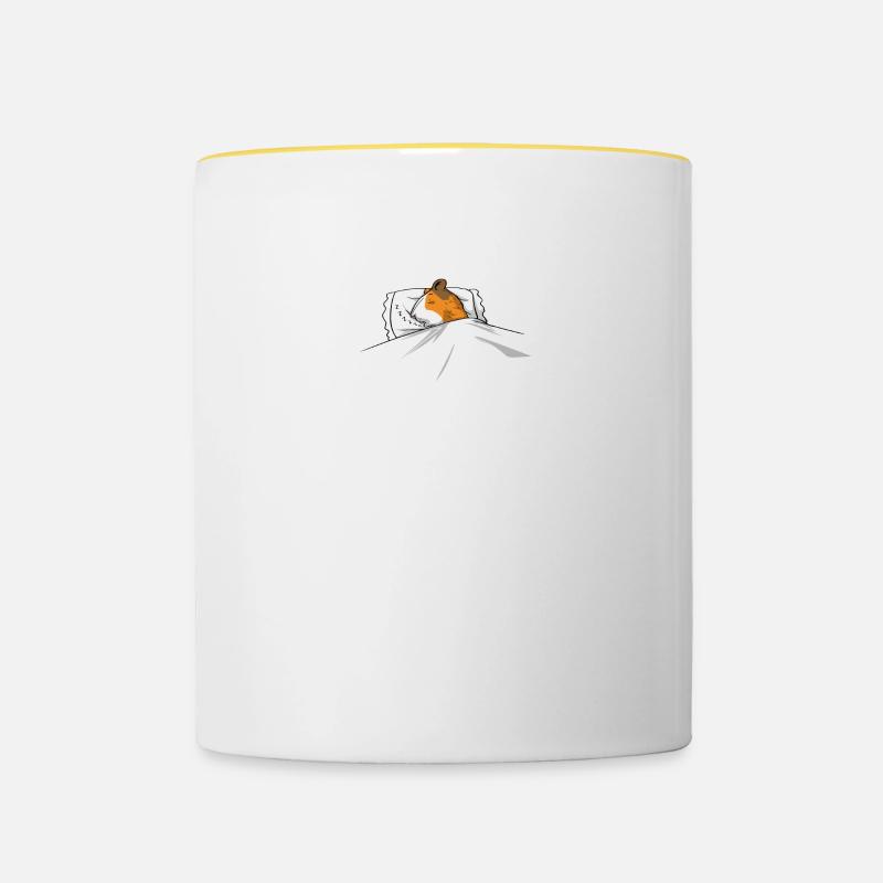 Cochon D'Inde Dormir Dans Le Lit Drôle Propriétaire Propriétaire - Mug contrasté - blanc/jaune
