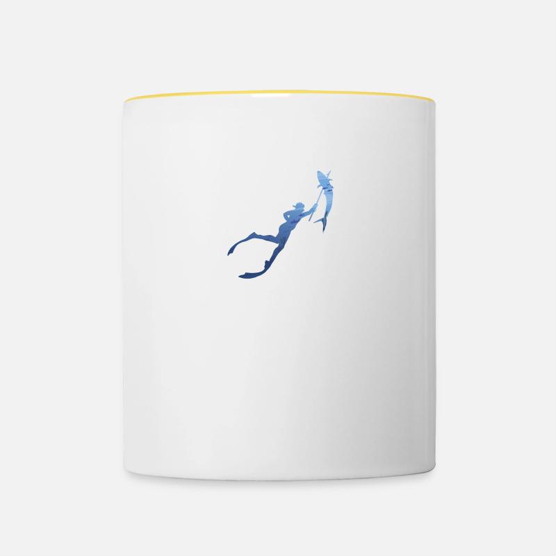 Chasse sous marine Plongée Plongée sous marine Plongée Pêche - Mug contrasté - blanc/jaune