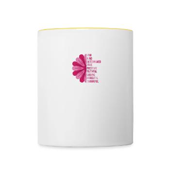 Positive motivation saying sunflower hope - Contrasting Mug - white/yellow - Front